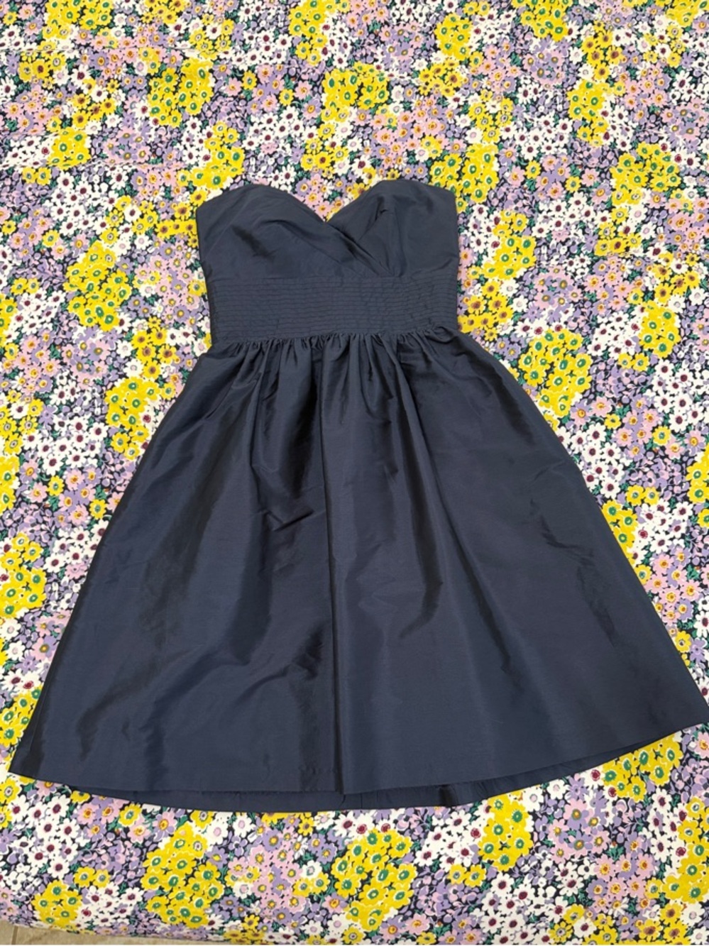 ALFRED SUNG Navy Strapless Fit-and-Flare Cocktail Dress